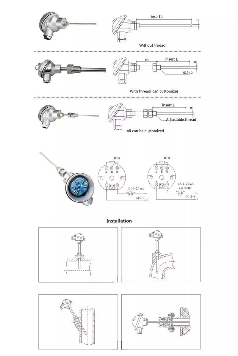 Basic Customization High-Temperature Self Adhesive Tape J/K/T/E/PT100 Flat Type Thermocouple Sensor